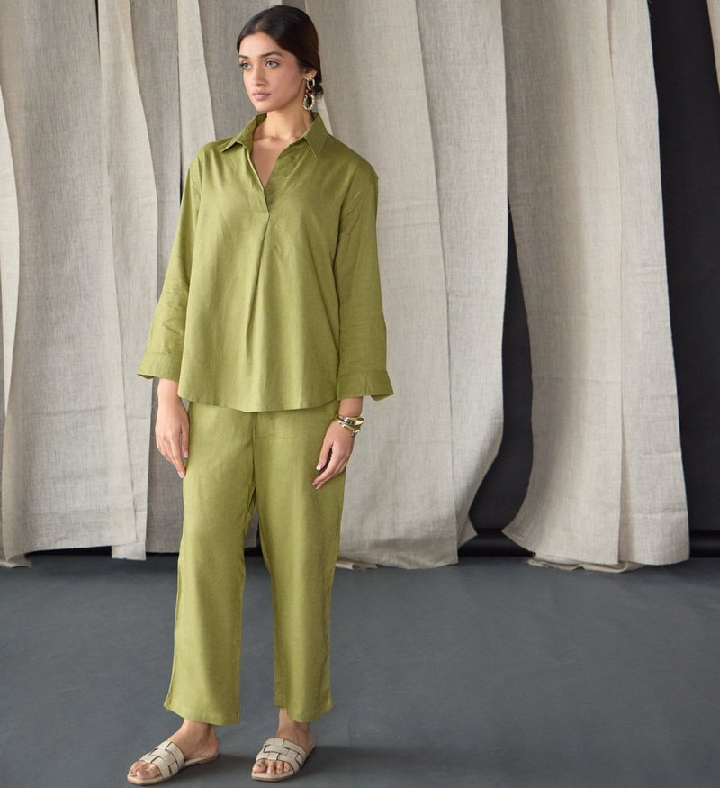 Green Linen Co - ord Set | Verified Sustainable Womens Co - Ord Sets on Brown Living™