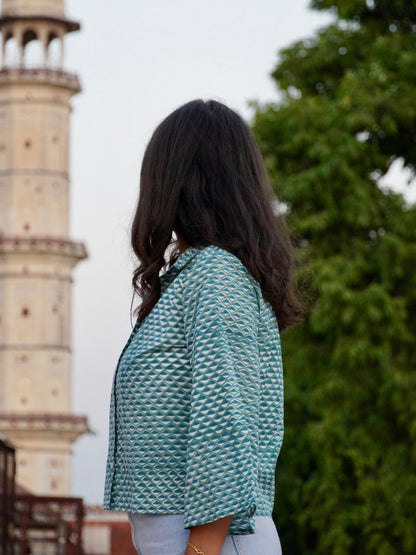 Green Peacock Shirt – Womens Shirt by Bloc'D by JBH available on Brown Living™. S . SKU: BCSW004S. Img 2.
