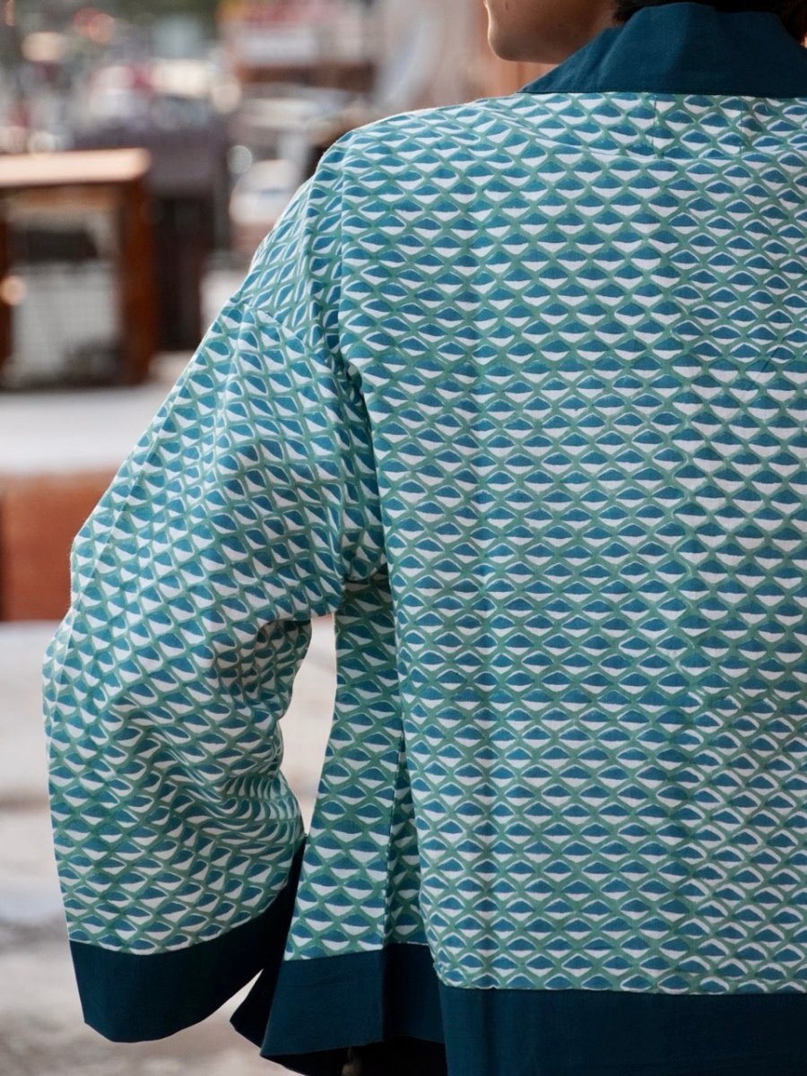 Green Peacock Shrug – Womens Jacket by Bloc'D by JBH available on Brown Living™. M . SKU: BSW002M. Img 4.