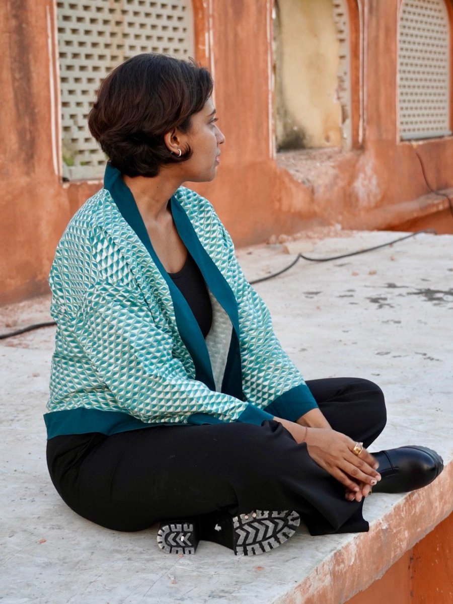 Green Peacock Shrug – Womens Jacket by Bloc'D by JBH available on Brown Living™. M . SKU: BSW002M. Img 2.