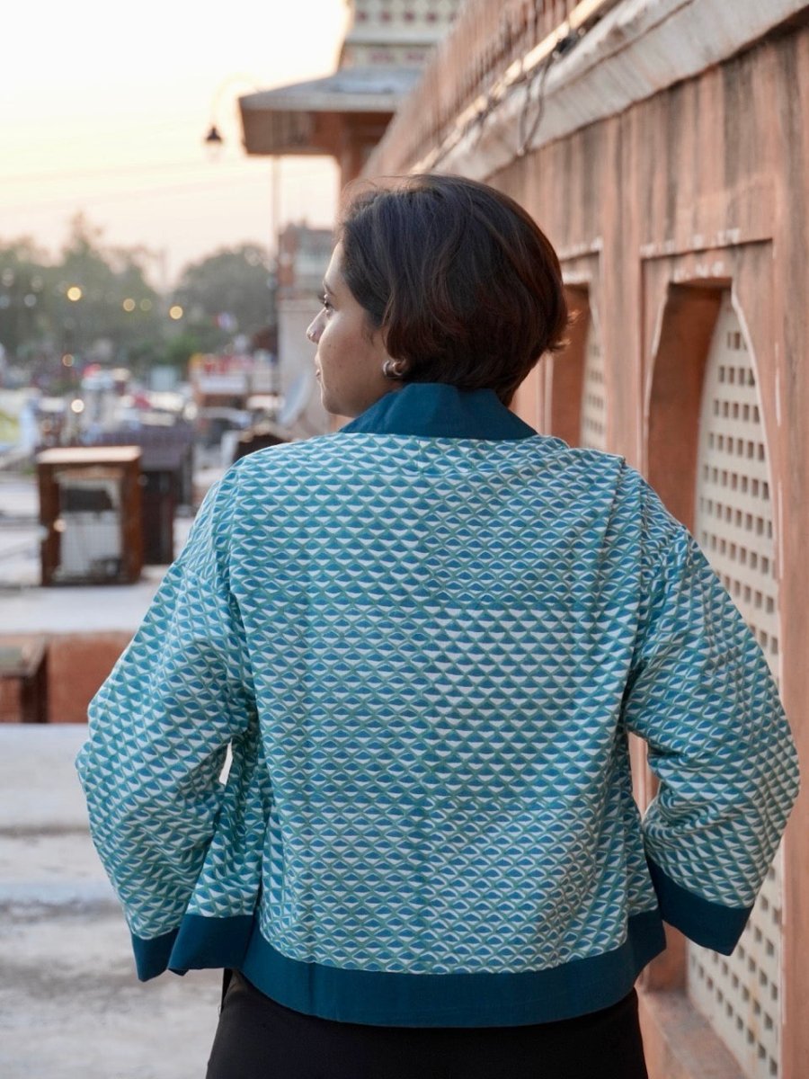 Green Peacock Shrug – Womens Jacket by Bloc'D by JBH available on Brown Living™. M . SKU: BSW002M. Img 3.