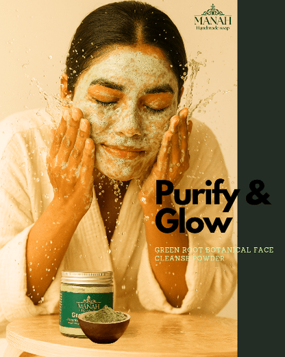 Green Root Facewash Powder – Face Wash by Manah Handmade Soap available on Brown Living™. . SKU: MFW1. Img 3.