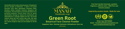 Green Root Facewash Powder – Face Wash by Manah Handmade Soap available on Brown Living™. . SKU: MFW1. Img 2.