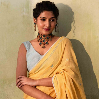 Green Shades Repurposed Fabric & Wood Adjustable Necklace Earrings Set – Womens Earrings on Brown Living™. SKU: JCC025. Img 2.