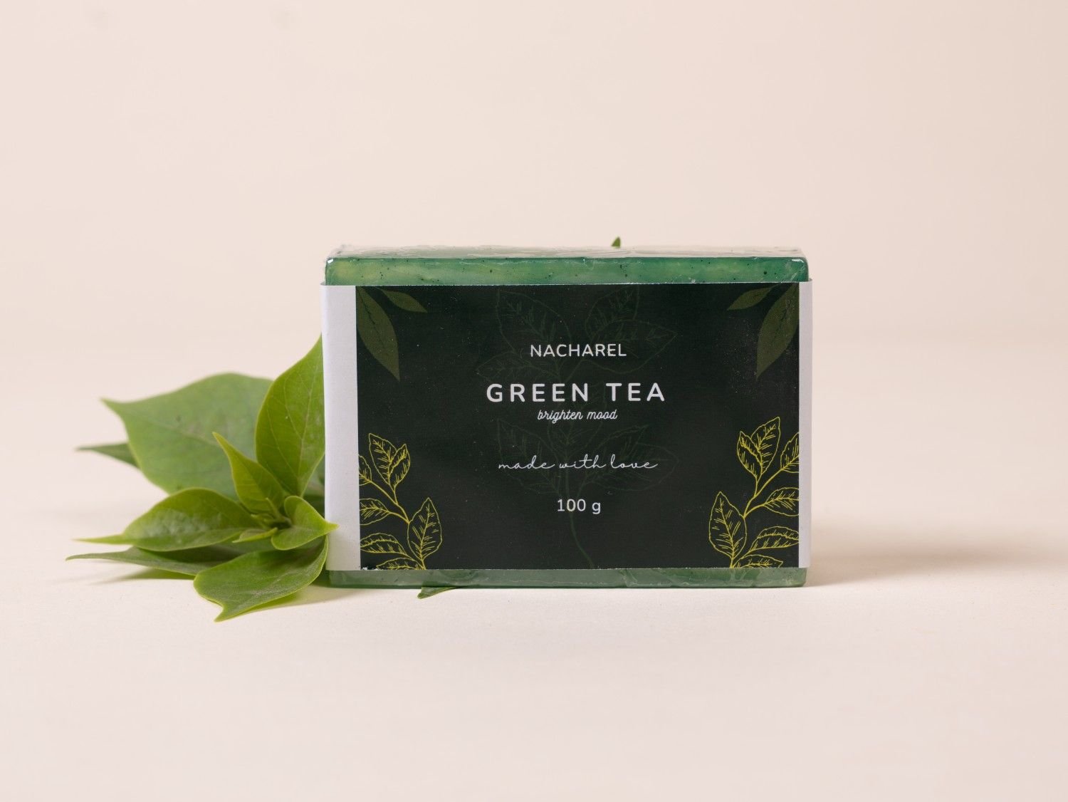 Green Tea Soap 100g | Refreshing Herbal Bathing Bar – Body Soap on Brown Living™. SKU: NCH03. Img 1.