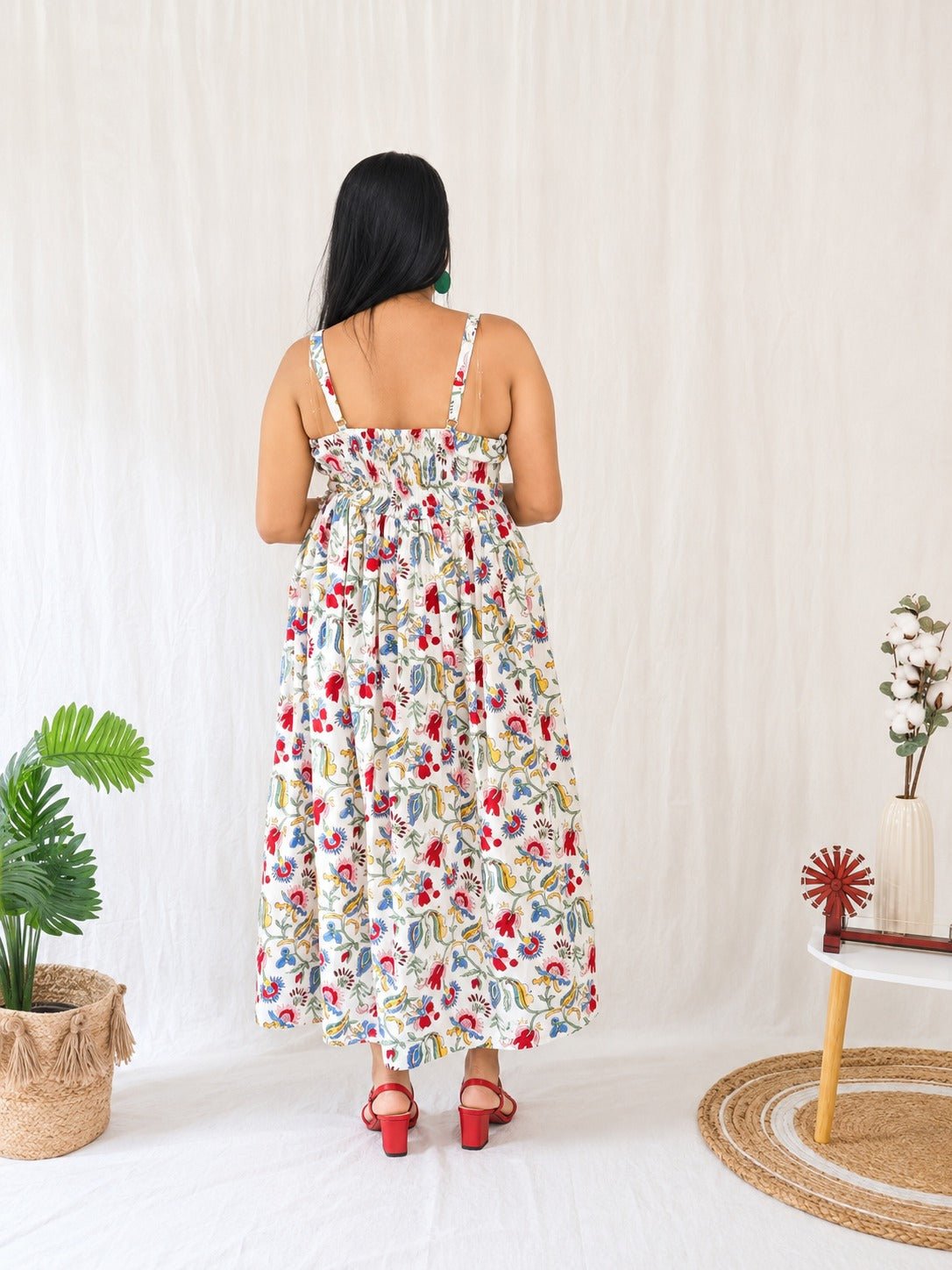 Green Vanika Dress for Women | Comfortable Everyday Cotton Dress – Womens Dress on Brown Living™. SKU: JUL25-WMD-FGEJ-SG-1. Img 6.