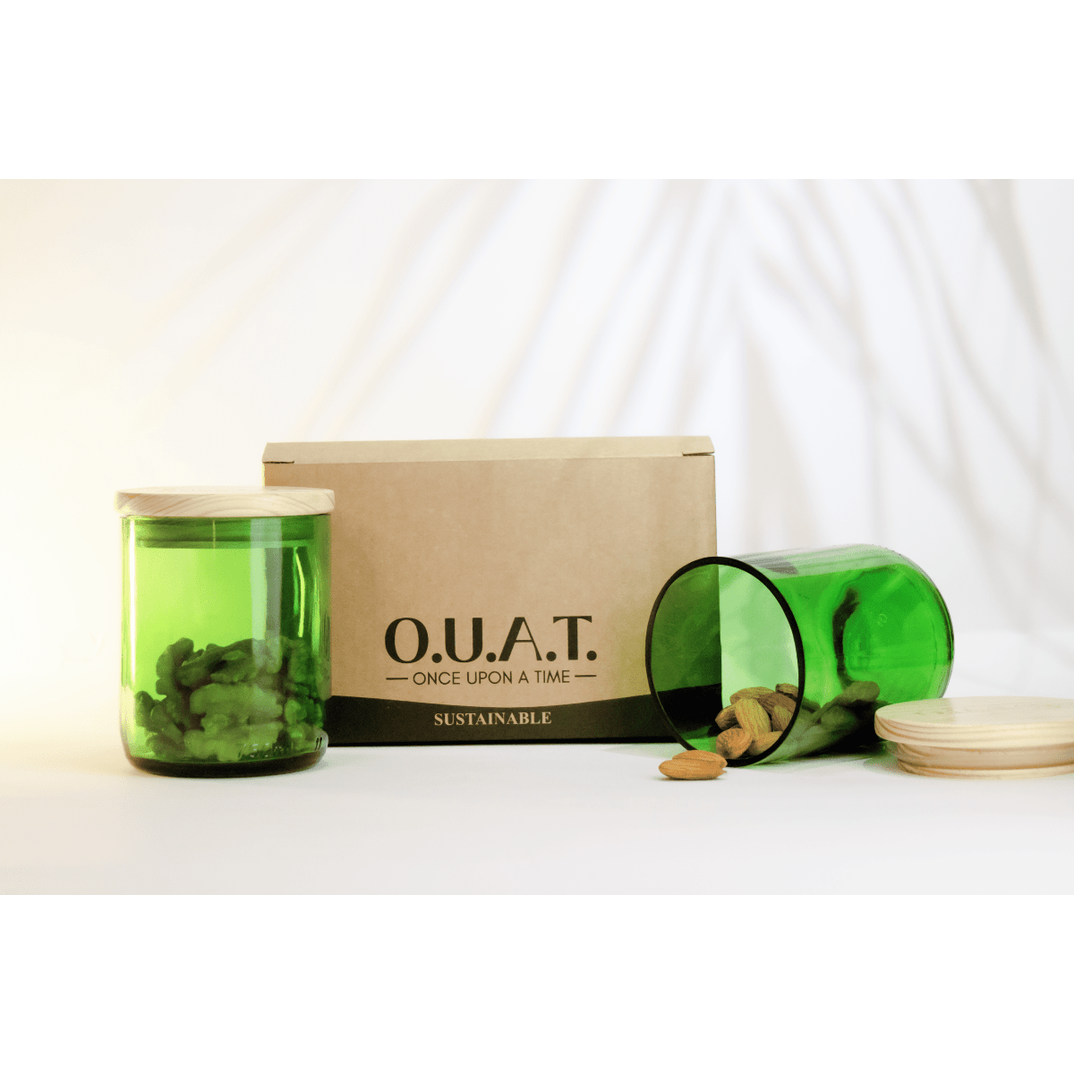 Greencycled Storage Jars With Wooden Lid Eco Friendly Kitchen Storage – Kitchen Organizers on Brown Living™. SKU: GSJ3. Img 1.