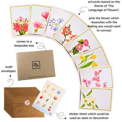 Greeting Cards Floral Collection | Set of 8 | A6 Size – Greeting & Note Cards on Brown Living™. SKU: GC01. Img 12.