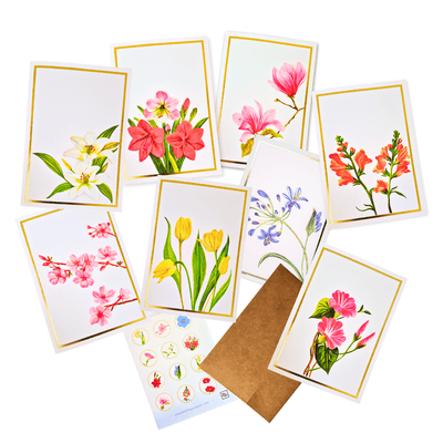 Greeting Cards Floral Collection | Set of 8 | A6 Size – Greeting & Note Cards on Brown Living™. SKU: GC01. Img 11.