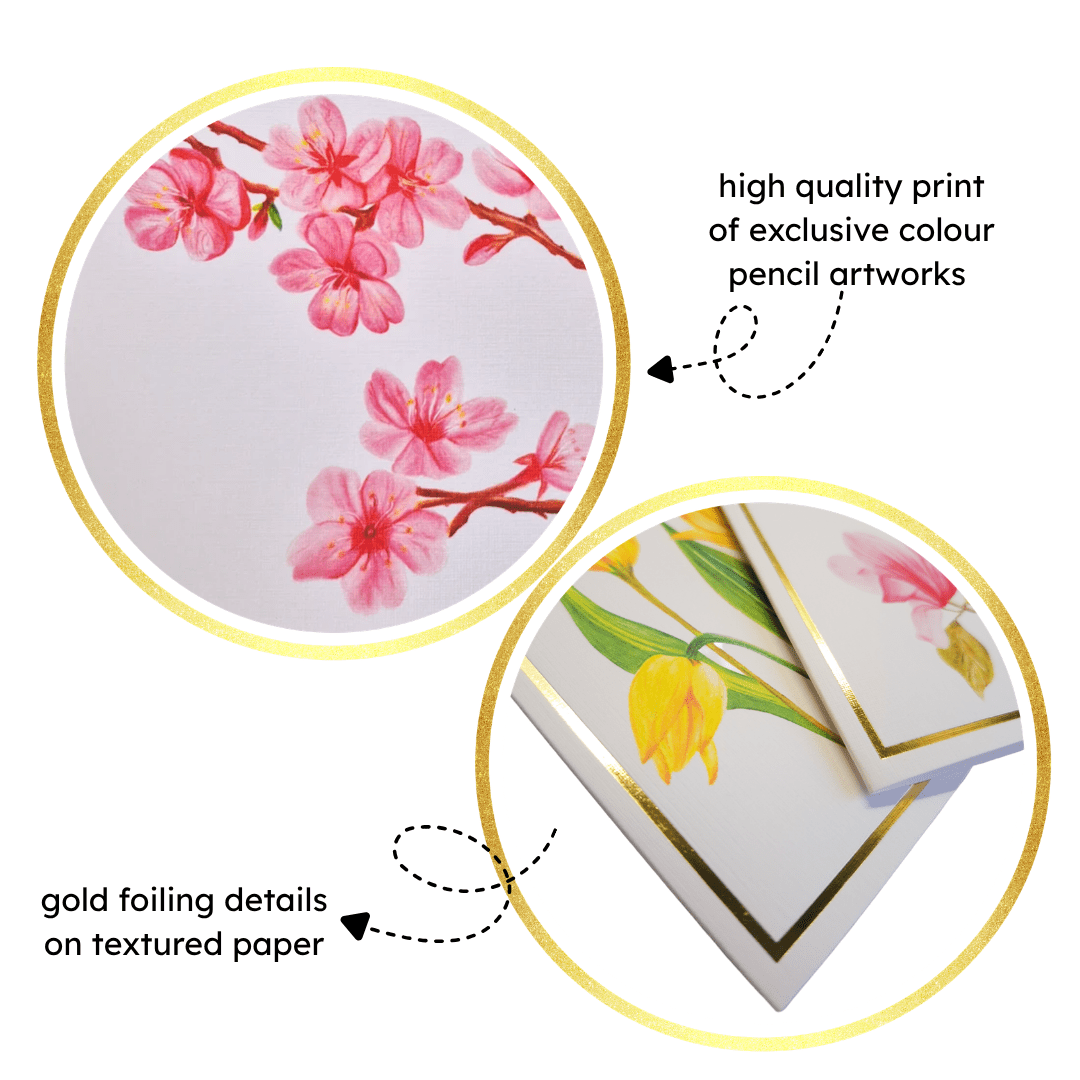 Greeting Cards Floral Collection | Set of 8 | A6 Size – Greeting & Note Cards on Brown Living™. SKU: GC01. Img 14.