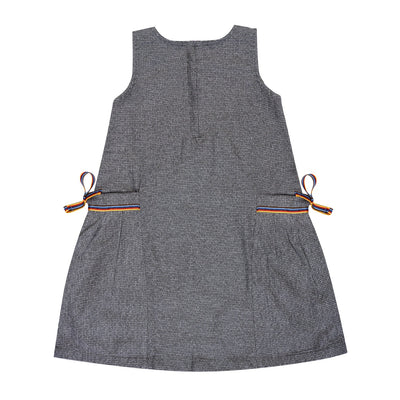 Grey Bow - Detail Dress For Girls | Regular Fit Elegant Party Wear – Kids Daywear Sets on Brown Living™. SKU: PG167_1. Img 2.