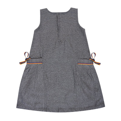 Grey Bow - Detail Dress For Girls | Regular Fit Elegant Party Wear – Kids Daywear Sets on Brown Living™. SKU: PG167_1. Img 2.