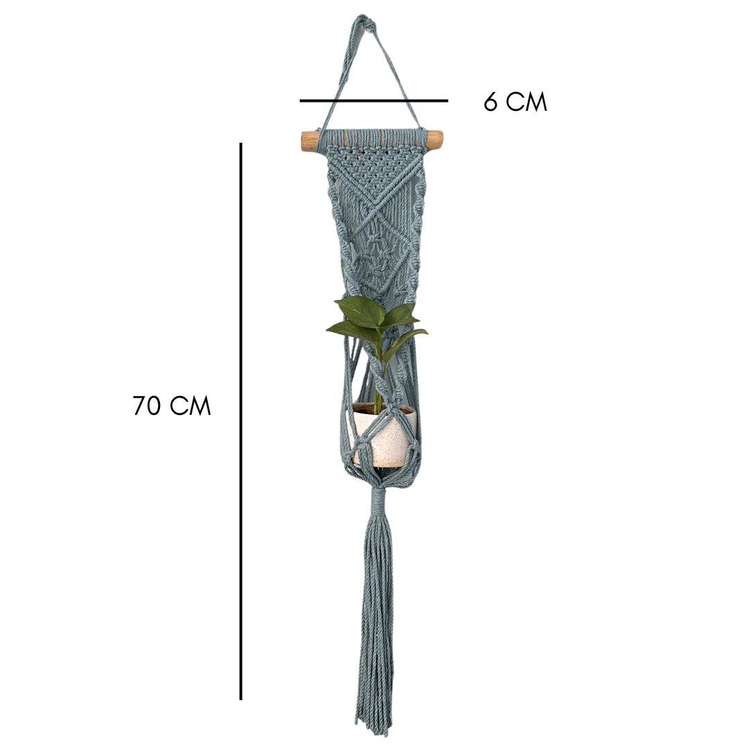 Grey Macrame Plant Holder - Set of 2 | Verified Sustainable by Brown Living™