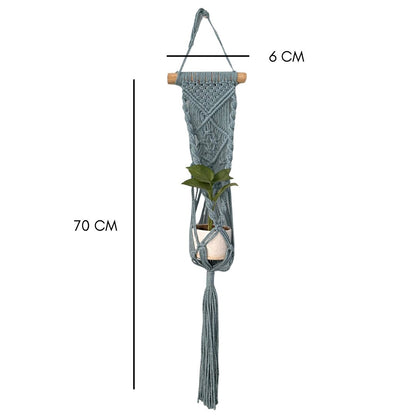 Grey Macrame Plant Holder - Set of 2 | Verified Sustainable by Brown Living™