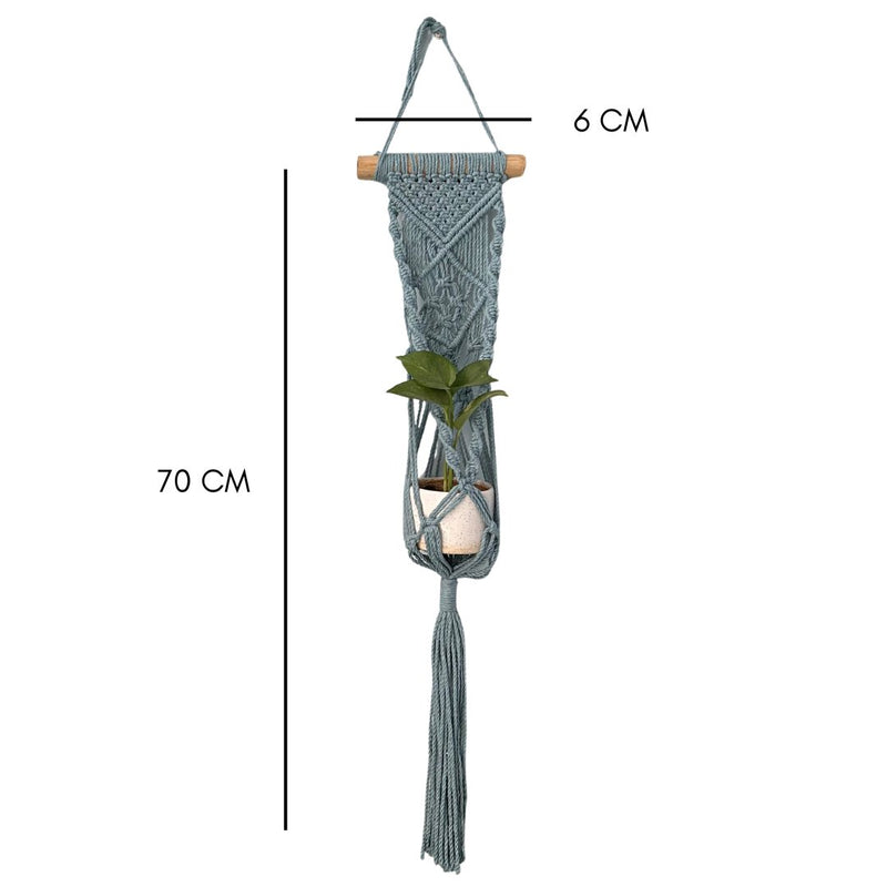 Grey Macrame Plant Holder - Set of 2 | Verified Sustainable Pots & Planters on Brown Living™
