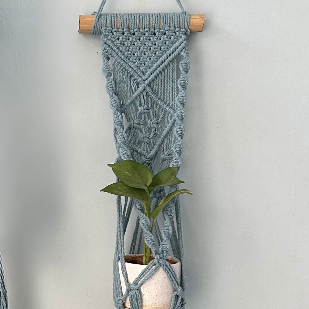 Grey Macrame Plant Holder - Set of 2 | Verified Sustainable by Brown Living™