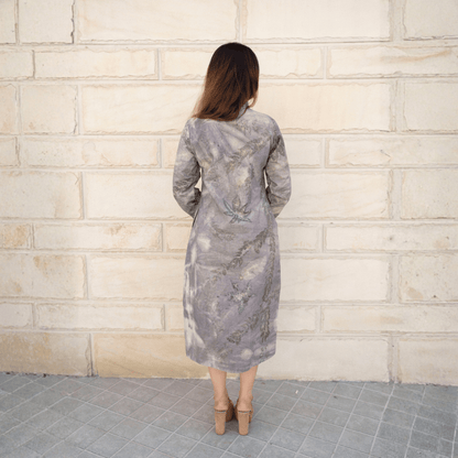 Greywood Tie - Neck Eco - Printed Shirt Dress for Women – Womens Dress on Brown Living™. SKU: AAYU-0071. Img 4.