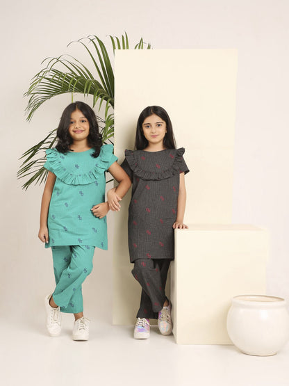 Grid Glamour Co - ord Pant Set for Girls | Stylish & Comfortable Outfit – Womens Co - Ord Sets on Brown Living™. SKU: LB04-01-01. Img 6.