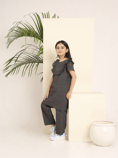 Grid Glamour Co - ord Pant Set for Girls | Stylish & Comfortable Outfit – Womens Co - Ord Sets on Brown Living™. SKU: LB04-01-01. Img 4.