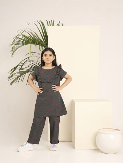 Grid Glamour Co - ord Pant Set for Girls | Stylish & Comfortable Outfit – Womens Co - Ord Sets on Brown Living™. SKU: LB04-02-01. Img 3.