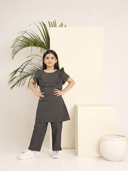 Grid Glamour Co - ord Pant Set for Girls | Stylish & Comfortable Outfit – Womens Co - Ord Sets on Brown Living™. SKU: LB04-02-01. Img 3.