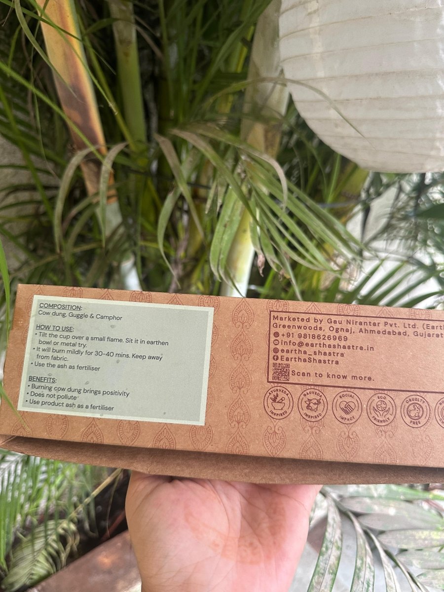 Guggle & Camphor Sambrani Cups – Natural Aromatic Cups for Puja – Pooja Needs by Gau Nirantar Pvt. Ltd. available on Brown Living™. . SKU: CD102. Img 3.