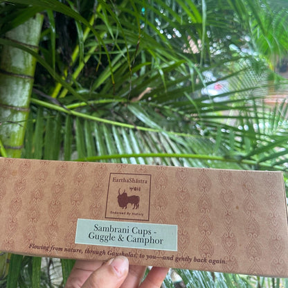 Guggle & Camphor Sambrani Cups – Natural Aromatic Cups for Puja – Pooja Needs by Gau Nirantar Pvt. Ltd. available on Brown Living™. . SKU: CD102. Img 1.