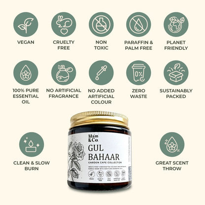 Gul Bahaar - 100% Coconut Wax Botanical Candle | Verified Sustainable by Brown Living™