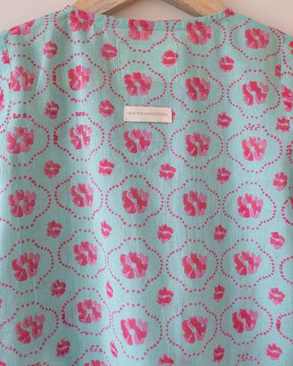 Gul Cotton Blue Floral Kurta – Kids Ethnic Sets by Love The World Today available on Brown Living™. 6 - 12 M . SKU: C34B1BK612. Img 9.