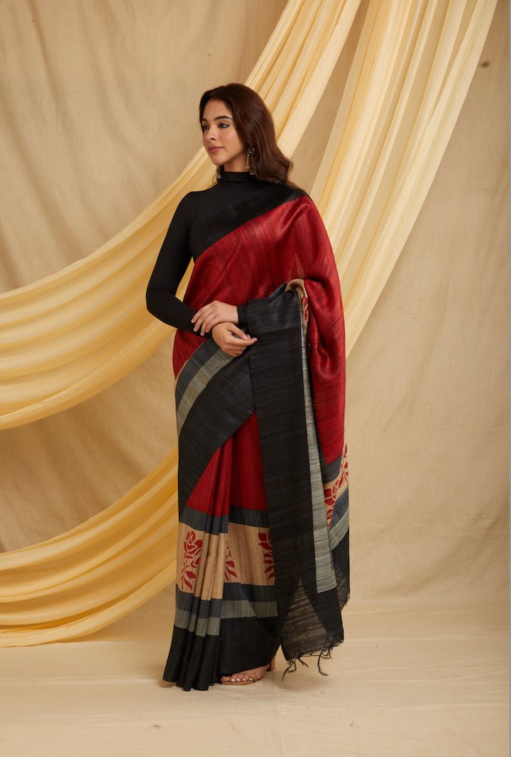 Gulab Ahimsa 100% Natural Ahimsa Tussar Peace Silk Saree – Womens Saree on Brown Living™. SKU: NAESA14. Img 2.