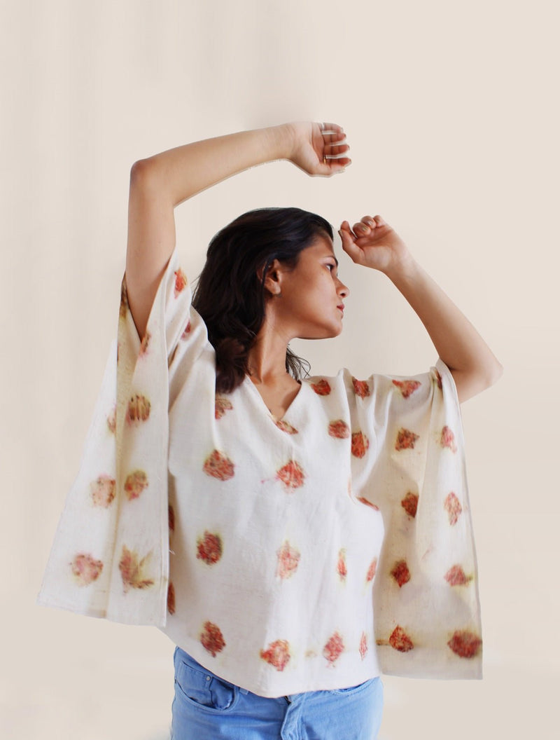 Gulab- Handwoven Organic Cotton Crop Top- White & Red | Verified Sustainable Womens Top on Brown Living™