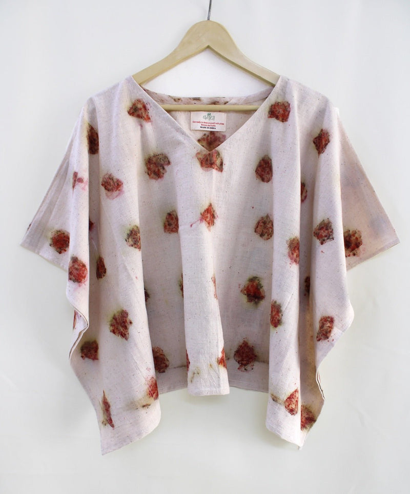 Gulab- Handwoven Organic Cotton Crop Top- White & Red | Verified Sustainable Womens Top on Brown Living™