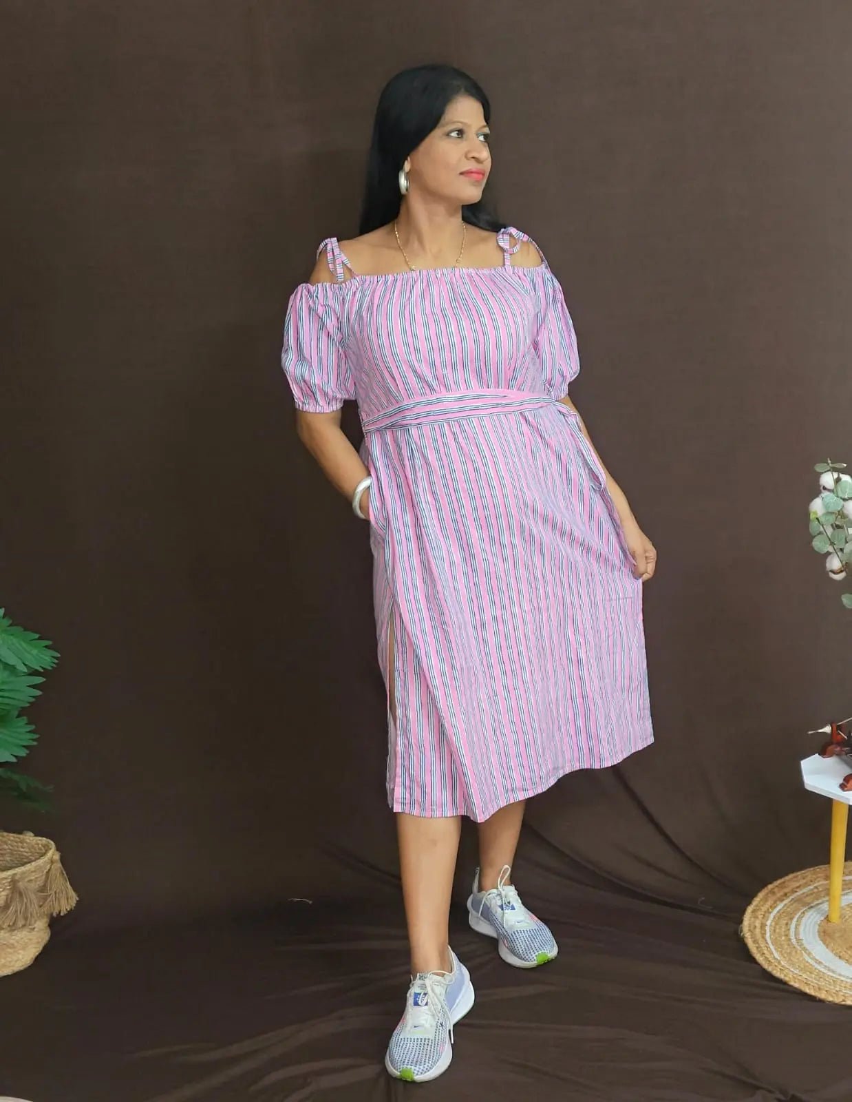 Gulabi Breeze Dress for Women | Lightweight Floral Casual Dress – Womens Dress on Brown Living™. SKU: DEC25-PSD-GHHJ-MR-1. Img 2.