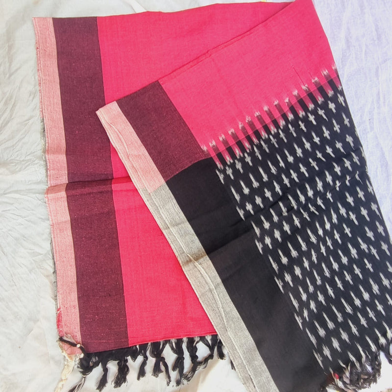 Gulabi Ikat Pochampally Handloom Cotton Dupatta | Verified Sustainable Womens Dupatta on Brown Living™