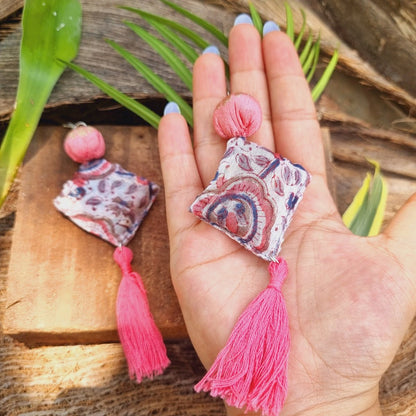 Gulabi Upcycled Textile Earring - Pink | Verified Sustainable by Brown Living™