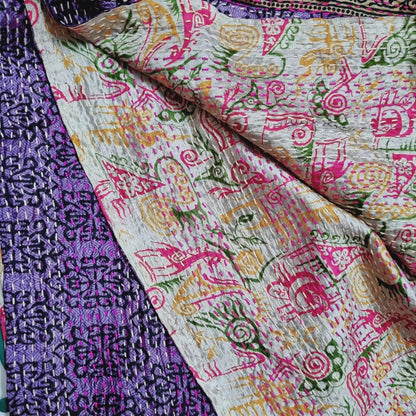 Gulabri Kantha Stole - Pink and Cream | Verified Sustainable by Brown Living™