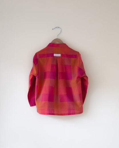Gulmohar Cotton Checkered Full Sleeve Jacket Shirt – Kids Ethnic Sets by Love The World Today available on Brown Living™. 6 - 12 M . SKU: C34B3MJ612. Img 4.
