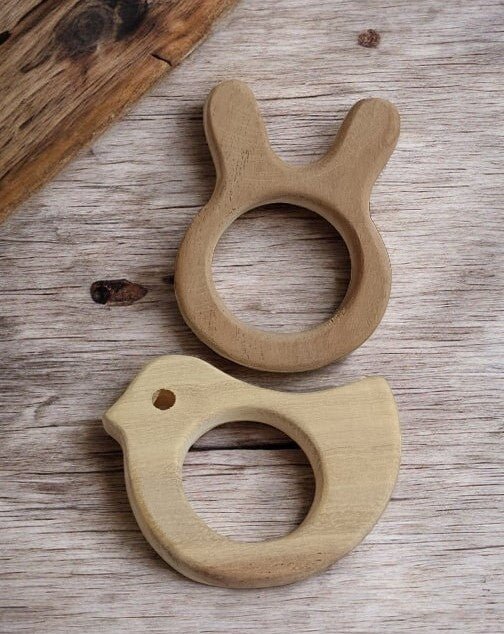 Gum Strengthening Neem Wooden Teethers – Bunny & Dove Shapes – Baby Teethers & Soothers on Brown Living™. SKU: T_BNY-DV. Img 4.