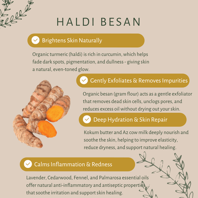 Haldi Besan Soap Bar for Dry, Dull and Acne Prone Skin – Body Soap on Brown Living™. SKU: S10020. Img 3.