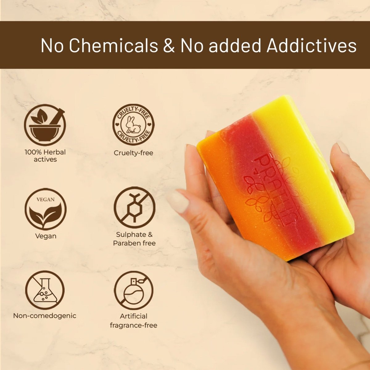 Haldi - Chandan - Kesar | Cold Process Handmade Soap | Verified Sustainable by Brown Living™