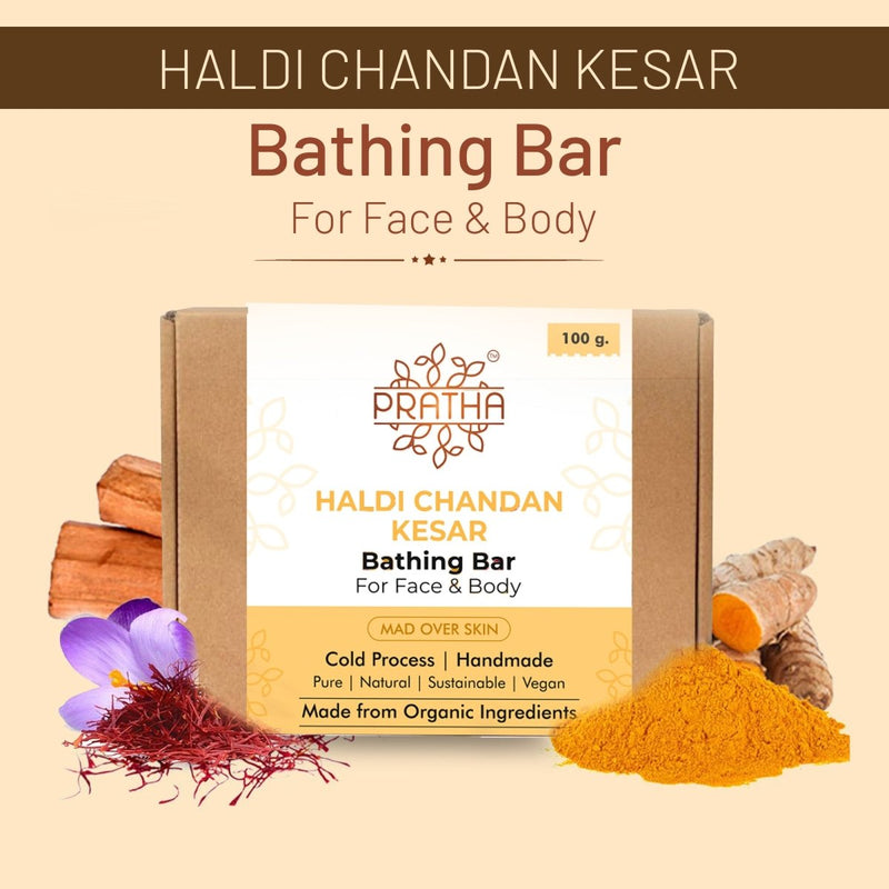 Haldi - Chandan - Kesar | Cold Process Handmade Soap | Verified Sustainable by Brown Living™