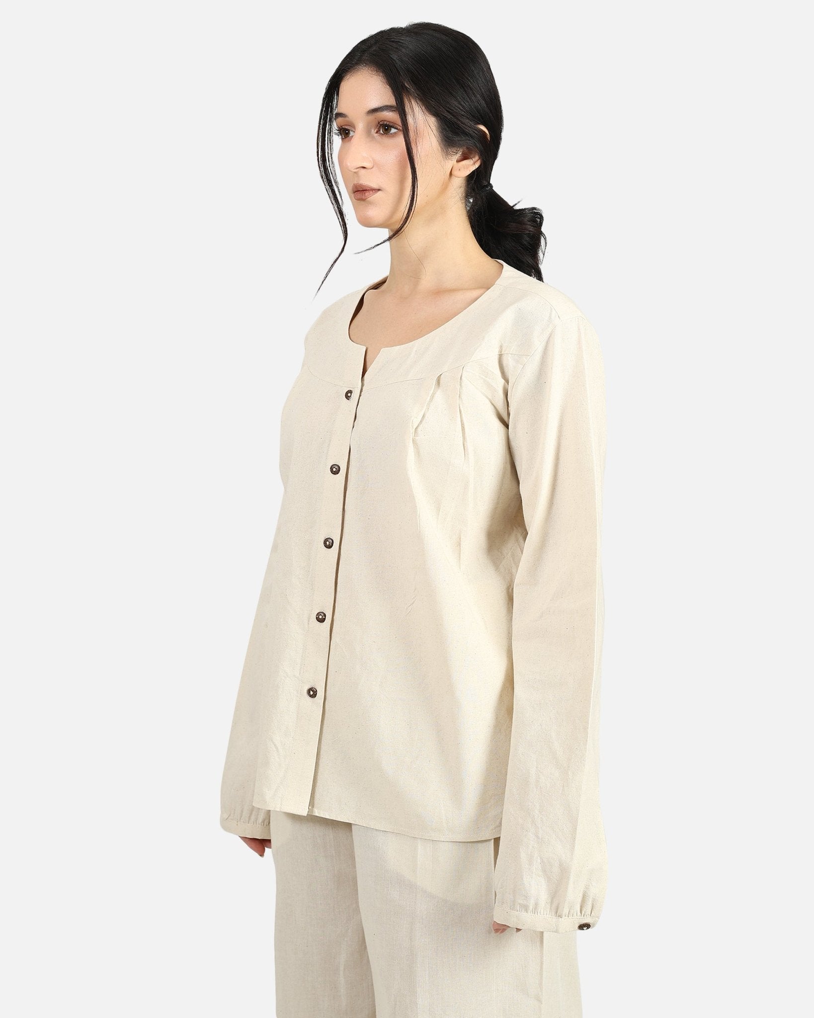 Half Moon Shirt – Stylish Casual Cotton Shirt with Modern Design – Womens Shirt on Brown Living™. SKU: ACB2026009. Img 6.