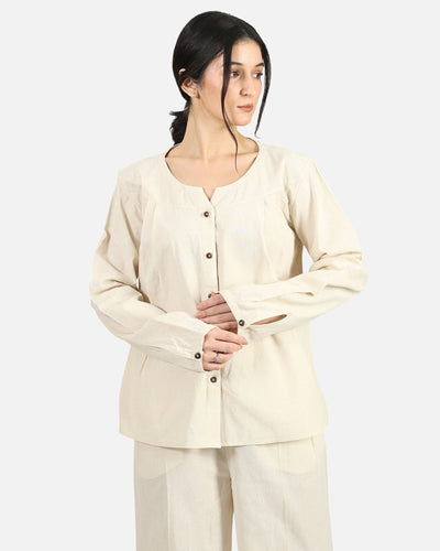 Half Moon Shirt – Stylish Casual Cotton Shirt with Modern Design – Womens Shirt on Brown Living™. SKU: ACB2026009. Img 4.