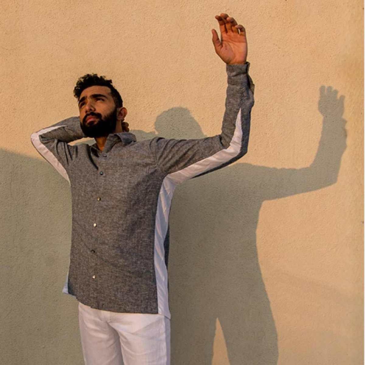 Halo Grey Hemp Shirt For Men | Sustainable Everyday Wear – Mens Shirt on Brown Living™. SKU: JDS2003XS. Img 1.