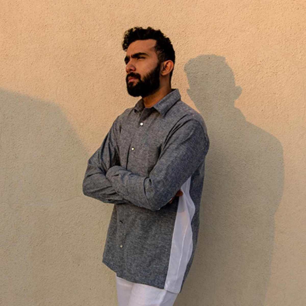 Halo Grey Hemp Shirt For Men | Sustainable Everyday Wear – Mens Shirt on Brown Living™. SKU: JDS2003XS. Img 3.