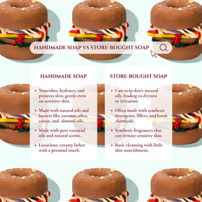 Hamburger Soap - Quirky Handmade Bath Soap – Body Soap on Brown Living™. SKU: SS-25. Img 3.