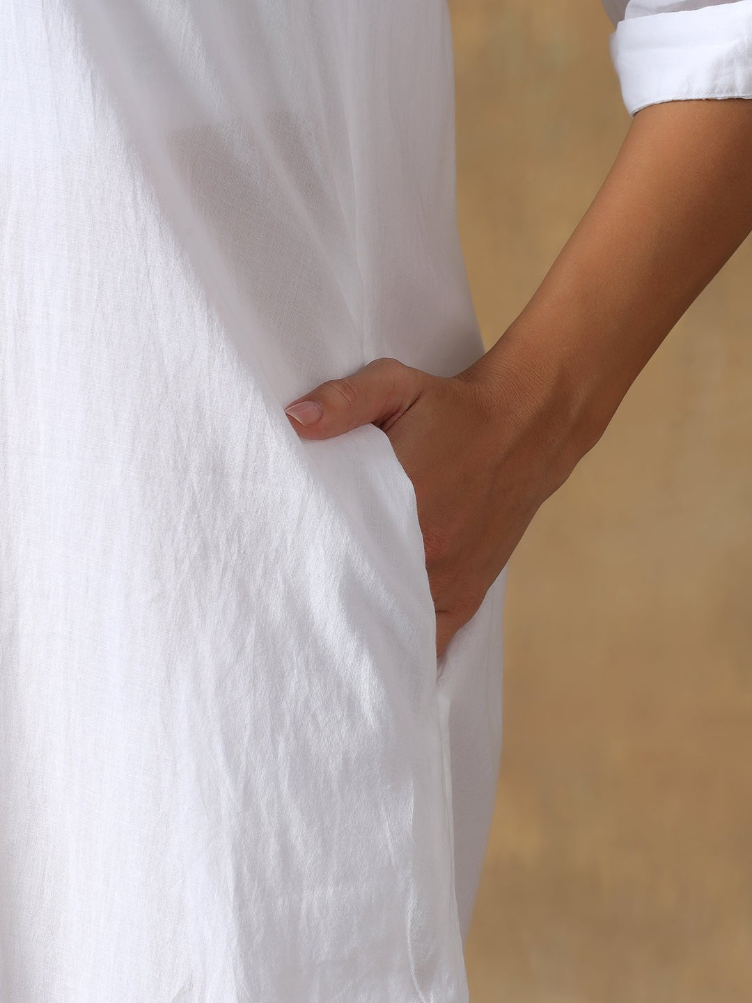 Hand Embroidered Cotton Chikankari Straight Fit Shirt Dress – Womens Dress on Brown Living™. SKU: IHTCSD02SW. Img 11.