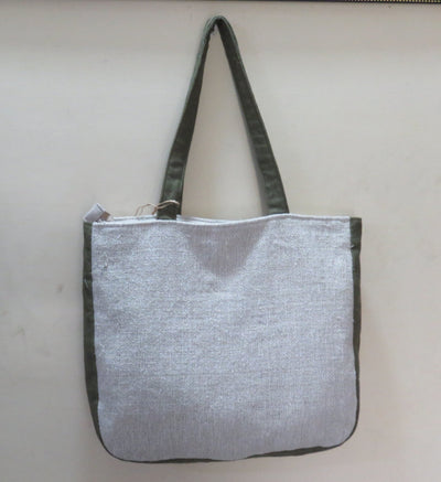 Hand Embroidered Linen Cotton Tote Bag – Womens Bag on Brown Living™. SKU: KRBL04. Img 6.