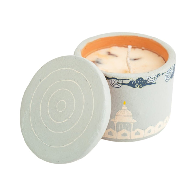 Hand Painted Terracotta Candle with Lid | Verified Sustainable by Brown Living™