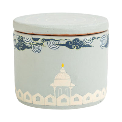 Hand Painted Terracotta Candle with Lid – Candles & Fragrances on Brown Living™. SKU: CN084A. Img 2.